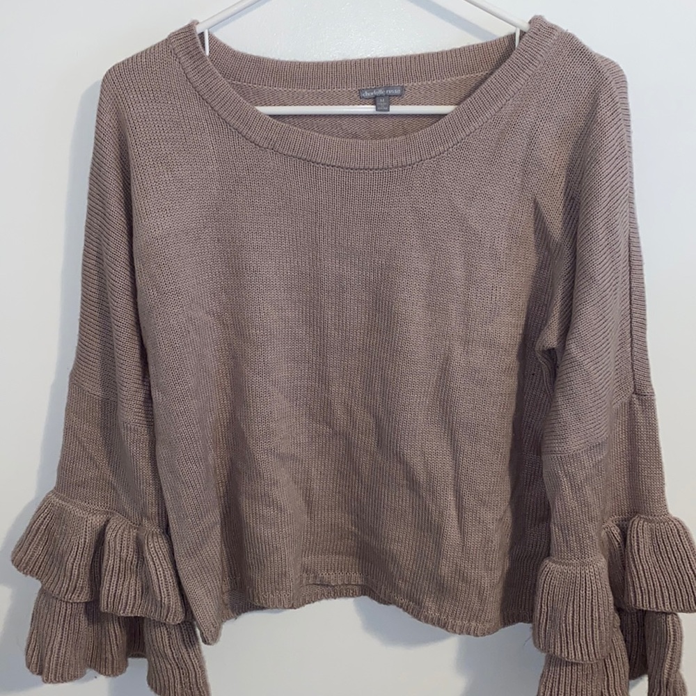 Lavender ruffle sleeve sweater